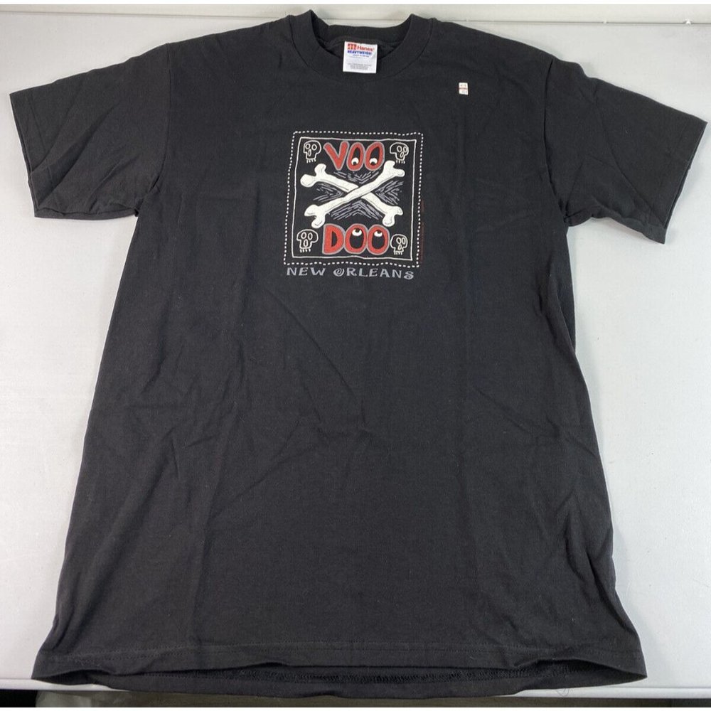 New VTG Hanes NEW ORLEANS VOODOO Black T Shirt Sz M